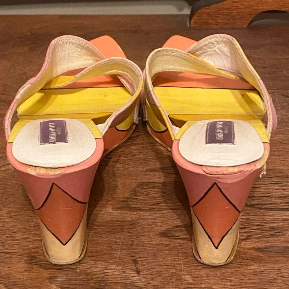 Emilio Pucci Pink and Orange Vintage Platform Shoes - Picture 5 of 8